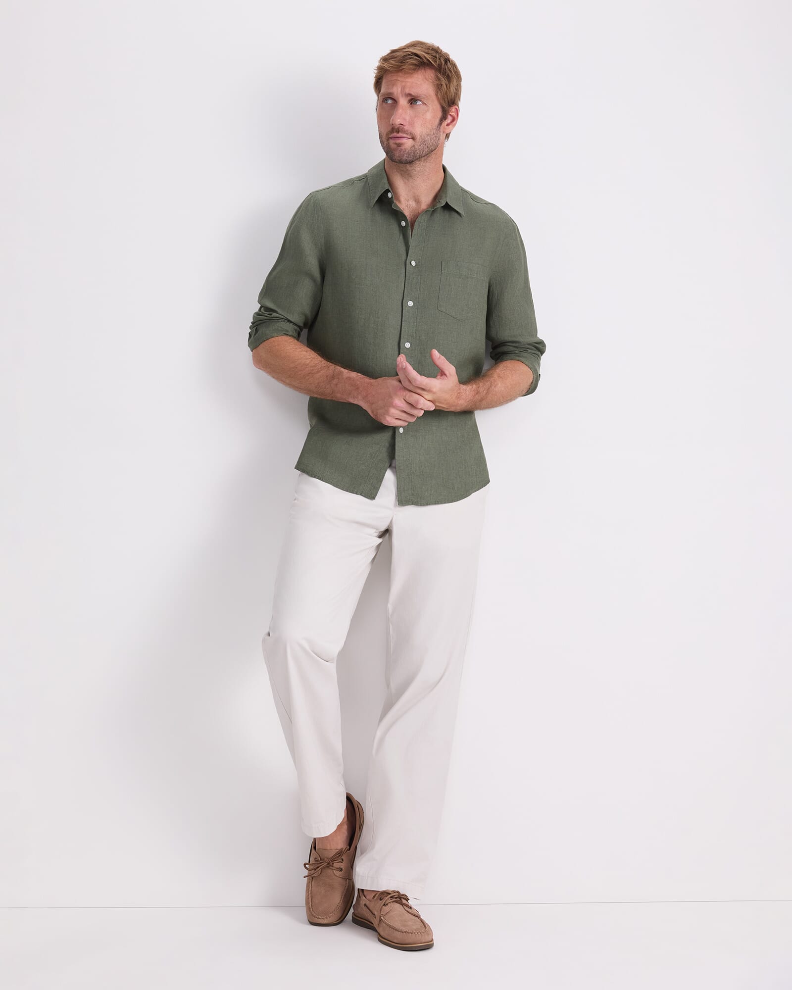 Long Sleeve Linen Yarn-Dyed Shirt