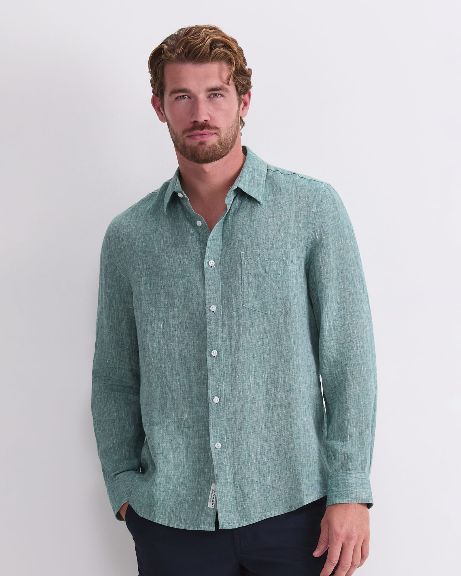 Long Sleeve Linen Yarn-Dyed Shirt