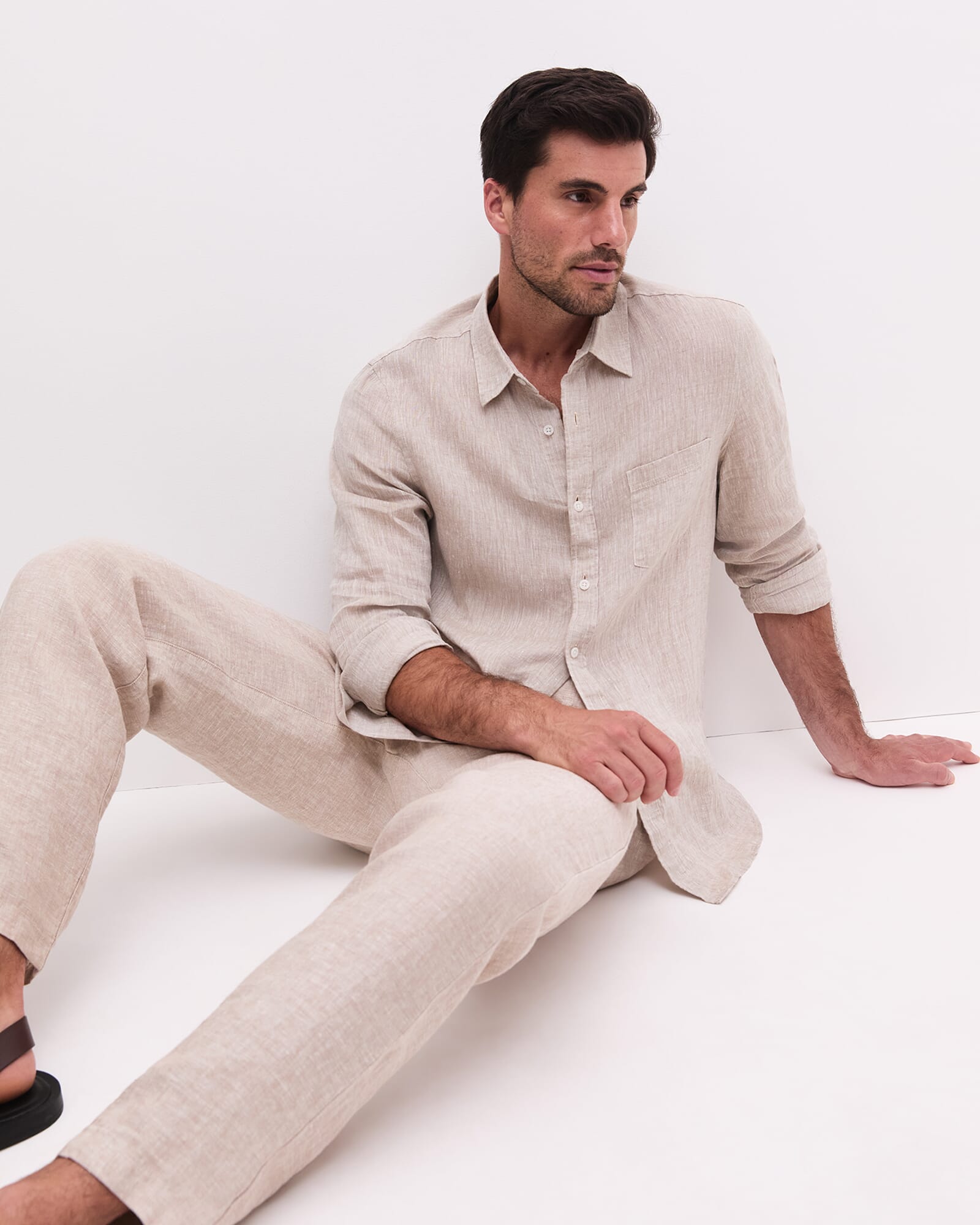 Long Sleeve Linen Yarn-Dyed Shirt