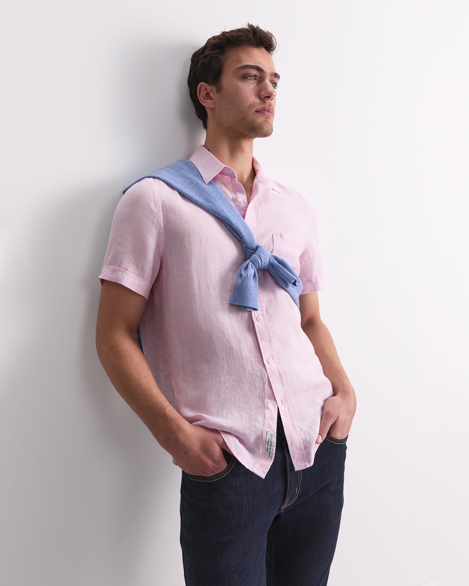 Short Sleeve Yarn-Dyed Linen Shirt