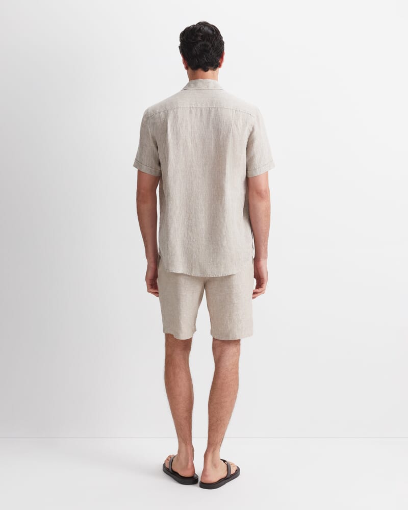 Short Sleeve Yarn-Dyed Linen Shirt in STRING