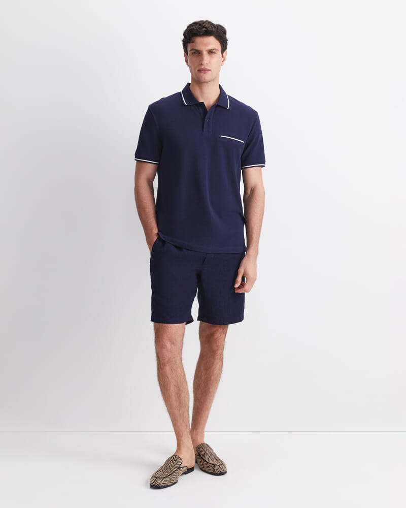 Toby Cotton Texture Polo in NAVY