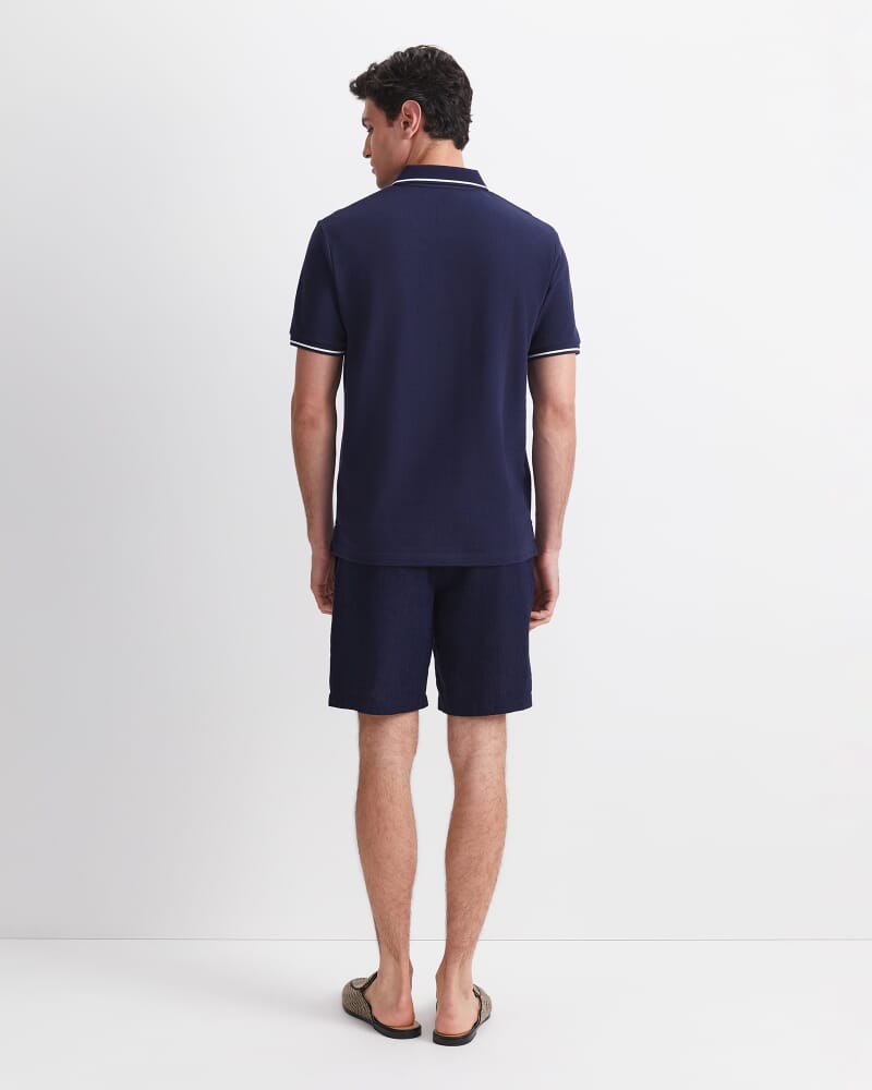 Toby Cotton Texture Polo in NAVY