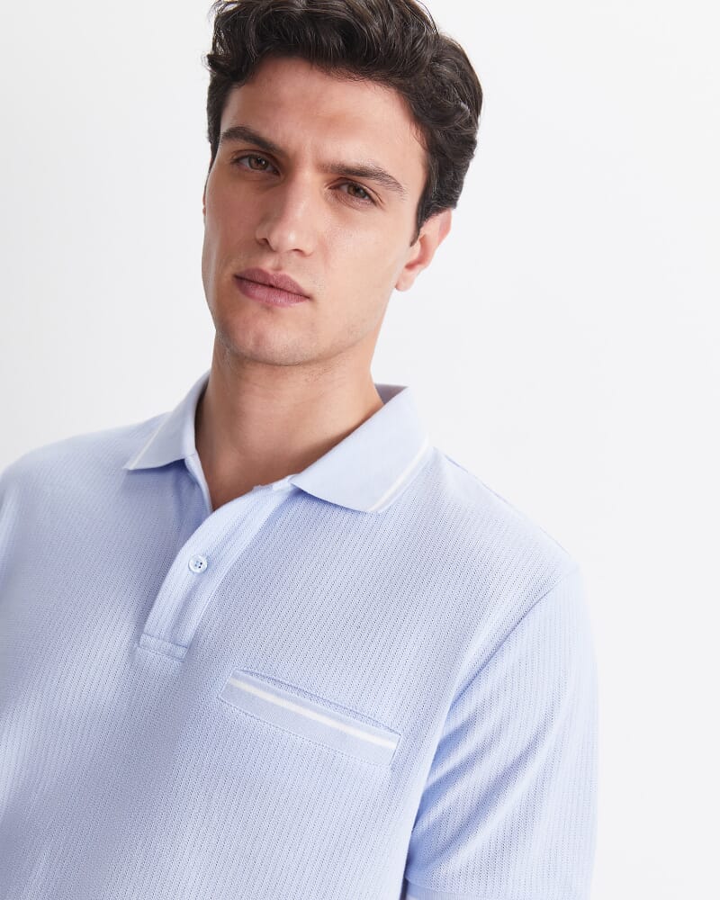 Toby Cotton Texture Polo in SKY