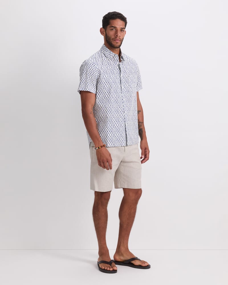 Guy Short Sleeve Liberty Print Shirt in WHITE/BLUE