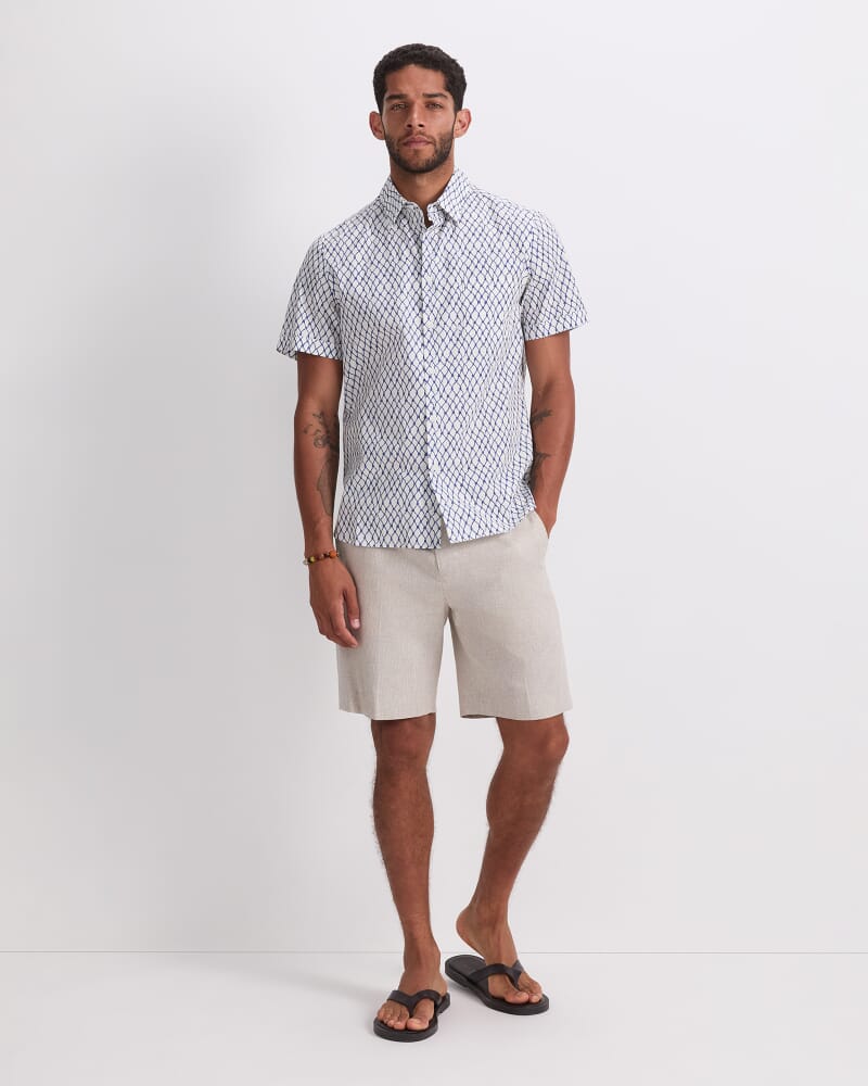 Guy Short Sleeve Liberty Print Shirt in WHITE/BLUE