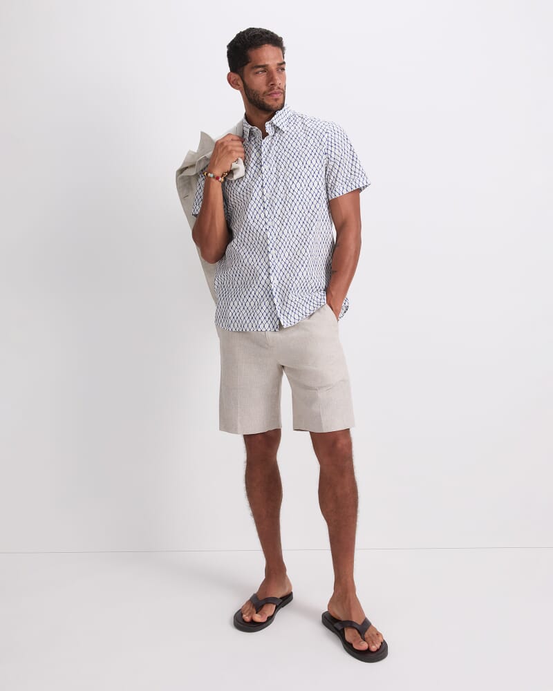 Guy Short Sleeve Liberty Print Shirt in WHITE/BLUE