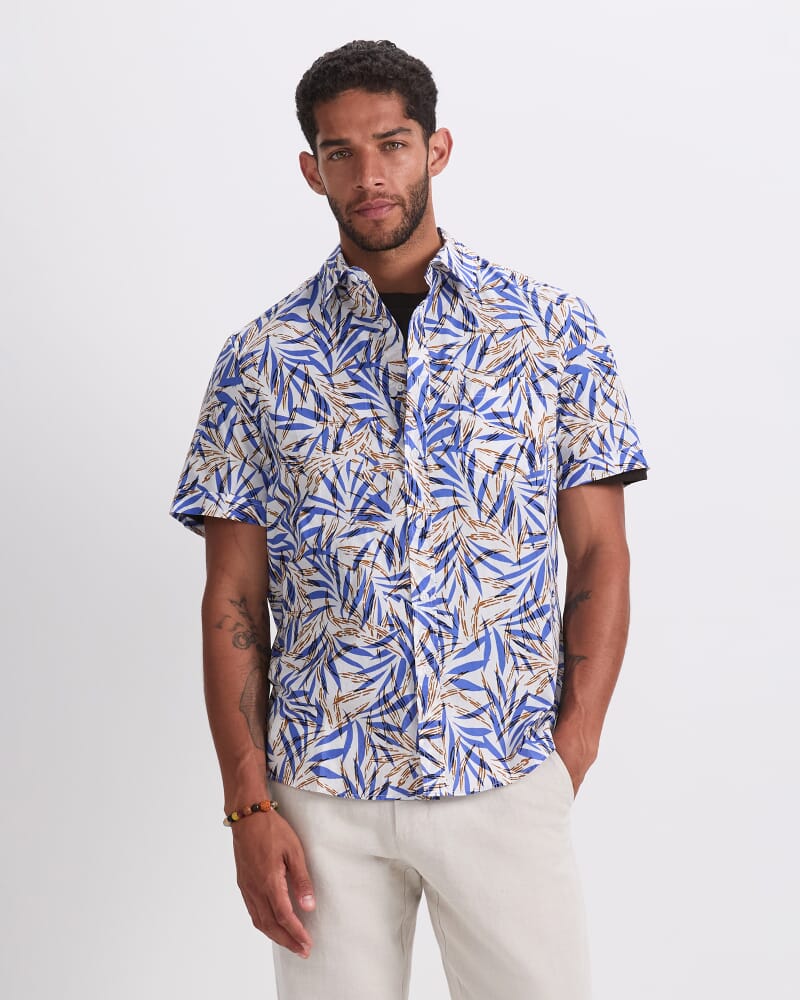 Mason Short Sleeve Shirt in CORNFLOWER/WHITE