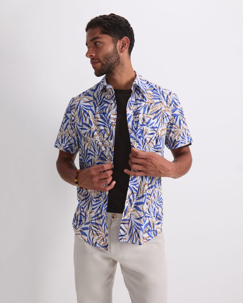 Mason Short Sleeve Shirt in CORNFLOWER/WHITE