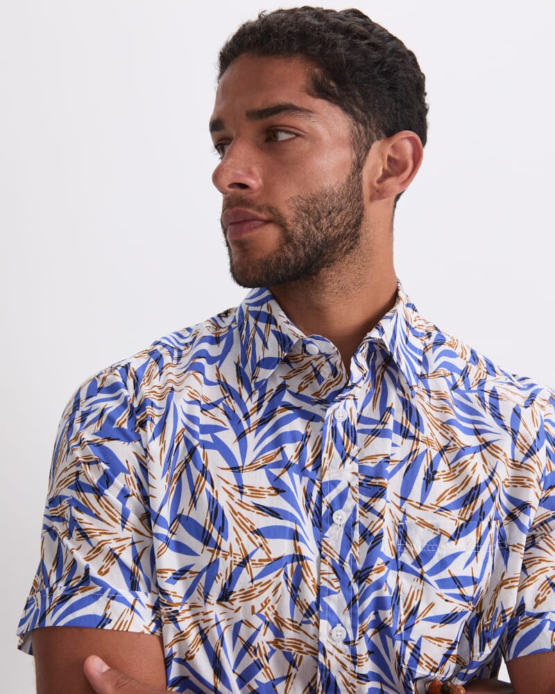 Mason Short Sleeve Shirt in CORNFLOWER/WHITE