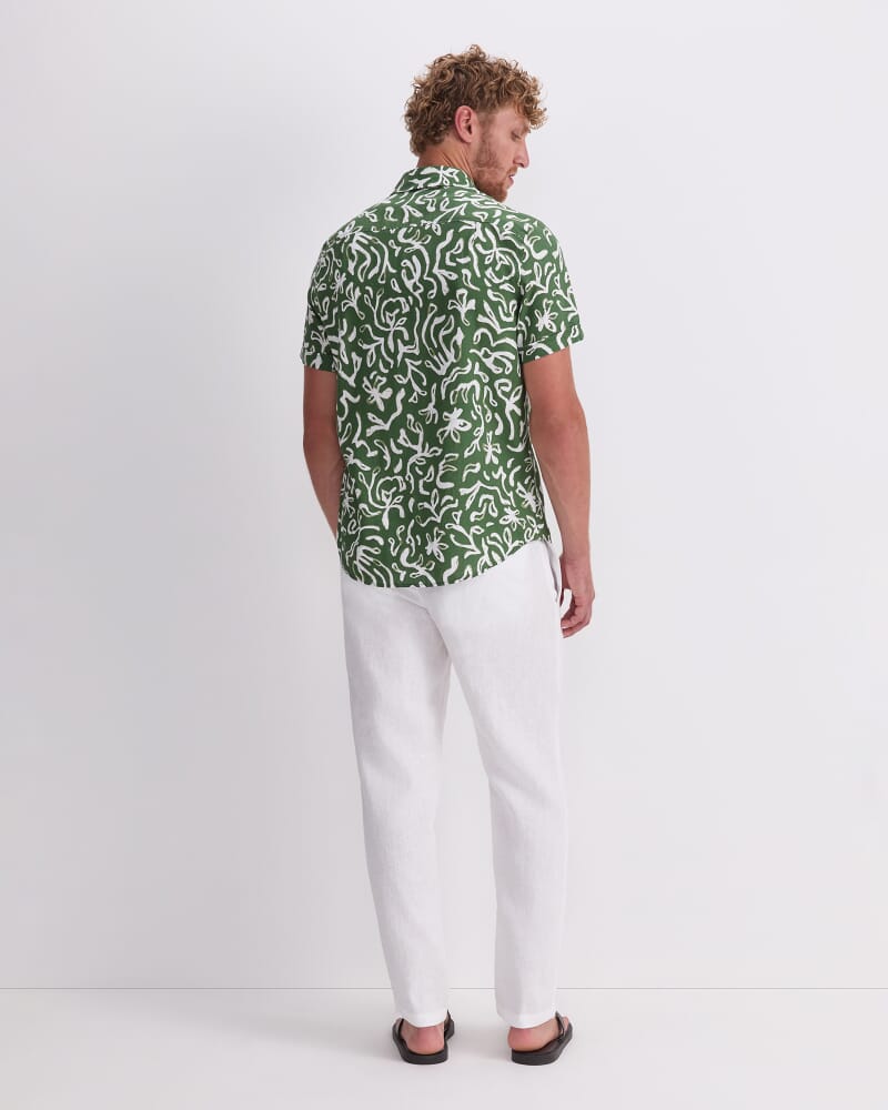Milo Short Sleeve Print Shirt in PESTO