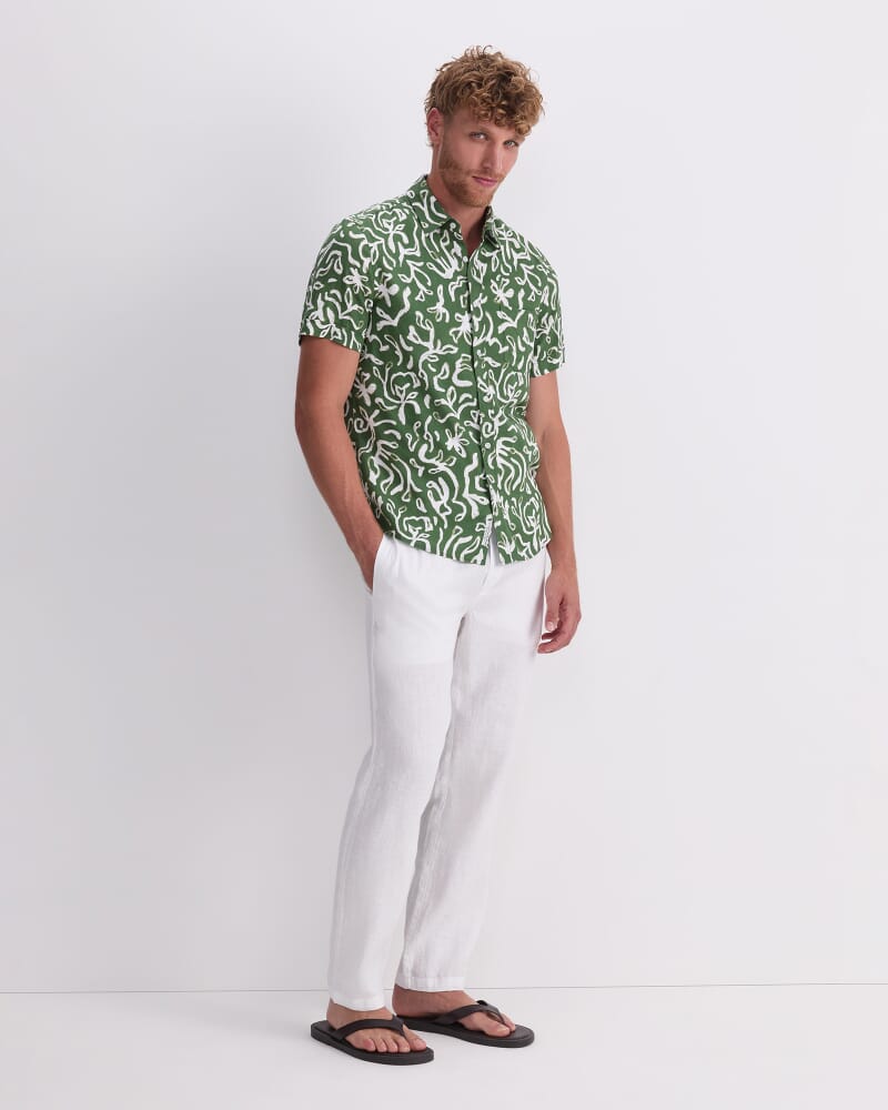 Milo Short Sleeve Print Shirt in PESTO