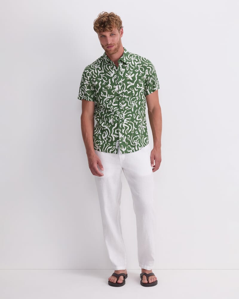 Milo Short Sleeve Print Shirt in PESTO