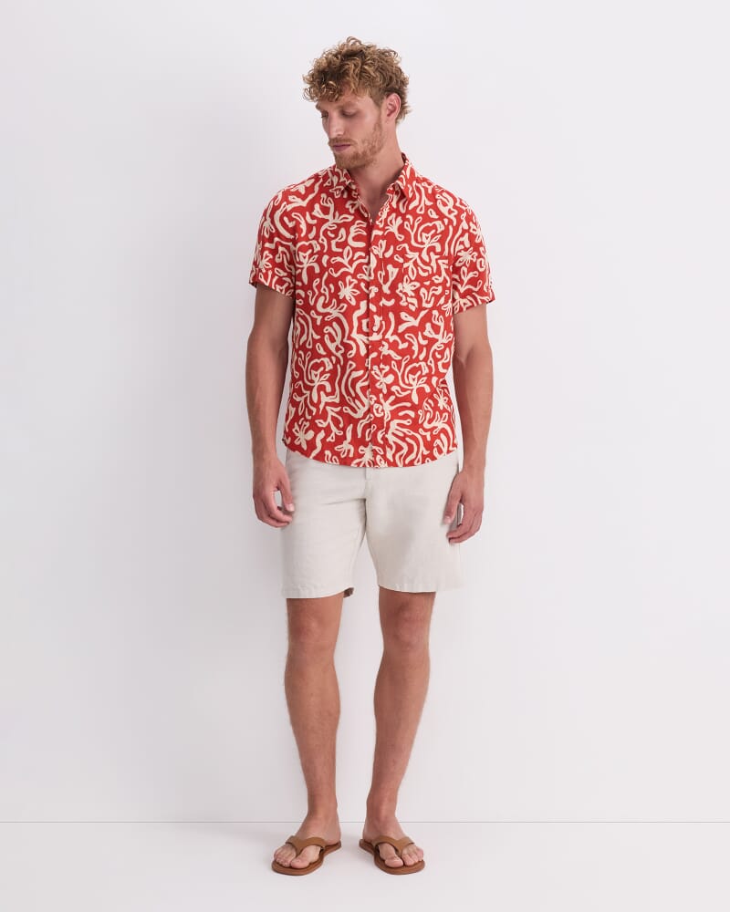 Milo Short Sleeve Print Shirt in TOMATO