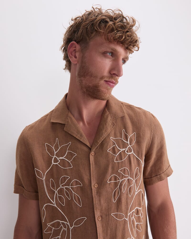 Jarvis Embroidery Shirt in CINNAMON