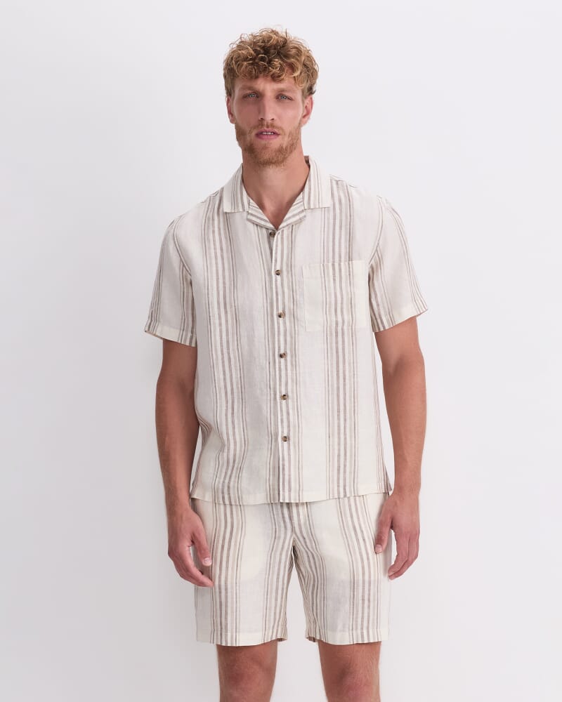 Cade Stripe Shirt in TAUPE/NATURAL