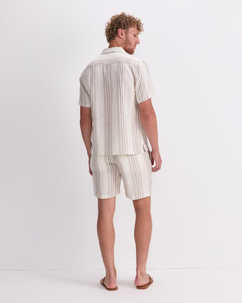 Cade Stripe Shirt in TAUPE/NATURAL