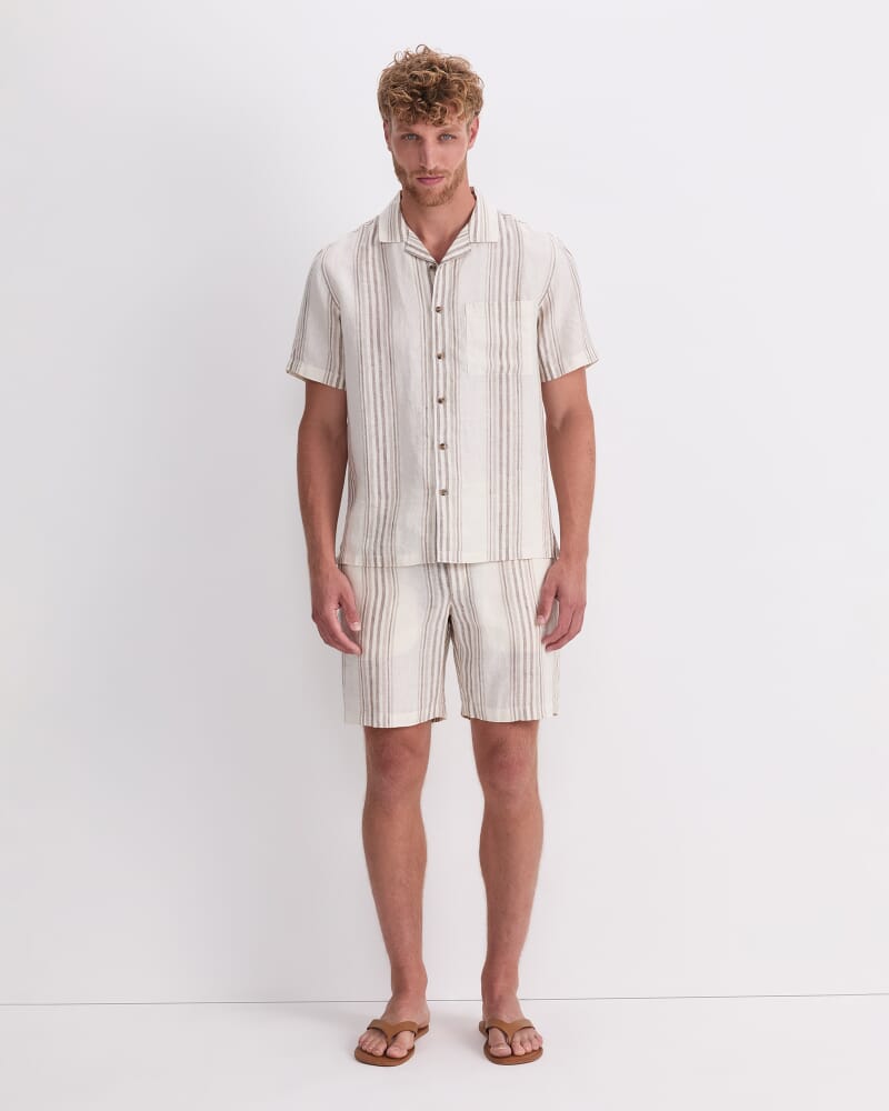 Cade Stripe Shirt in TAUPE/NATURAL