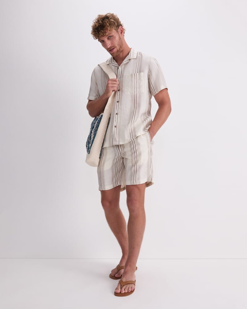 Cade Stripe Shirt in TAUPE/NATURAL