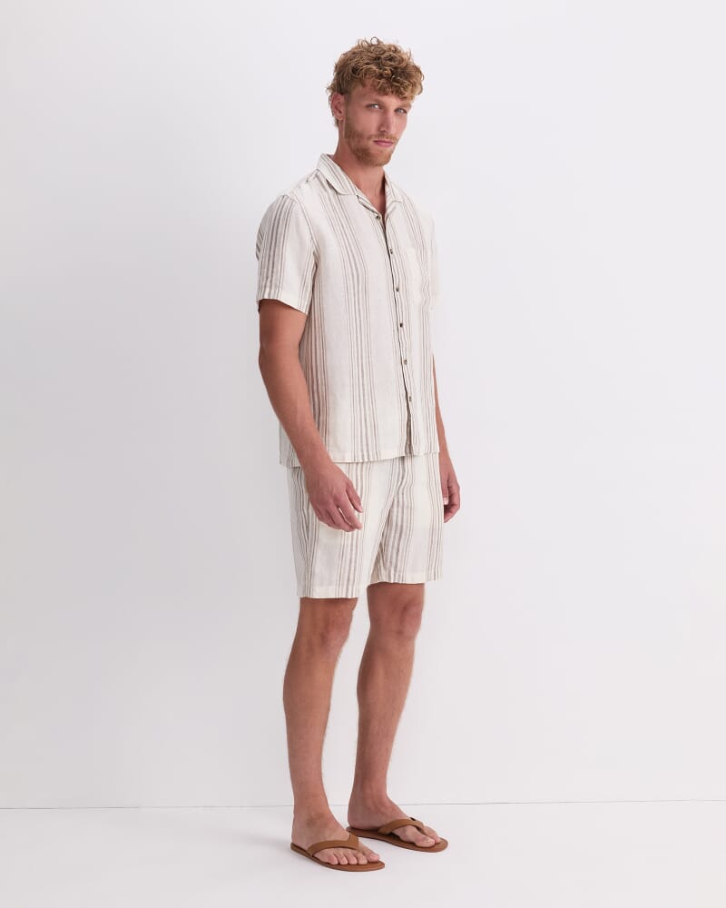 Cade Stripe Short in TAUPE/NATURAL