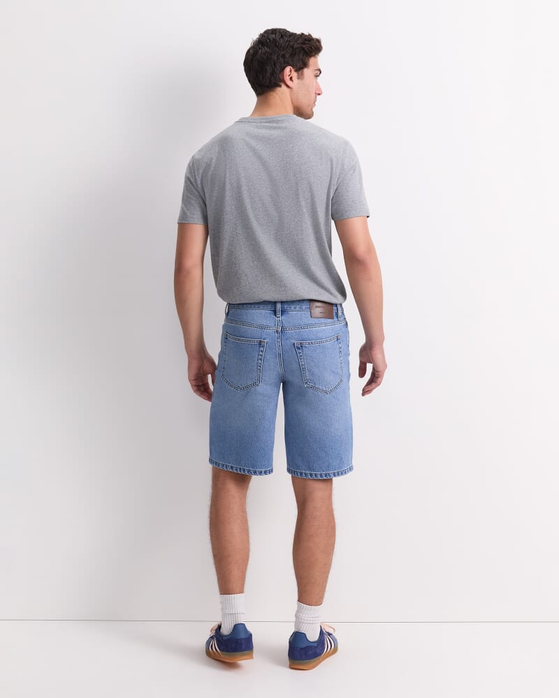 Aaran Denim 5 Pocket Short in MID WASH