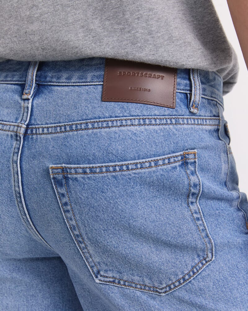 Aaran Denim 5 Pocket Short in MID WASH