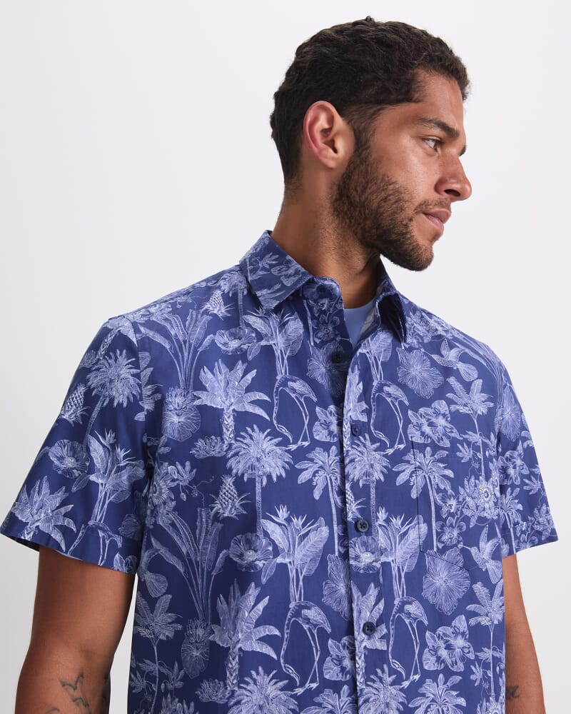 Darwin Short Sleeve Liberty Shirt in NAVY