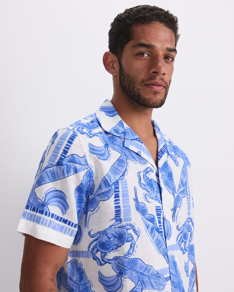 Moreton Short Sleeve Print Shirt in BLUE MULTI