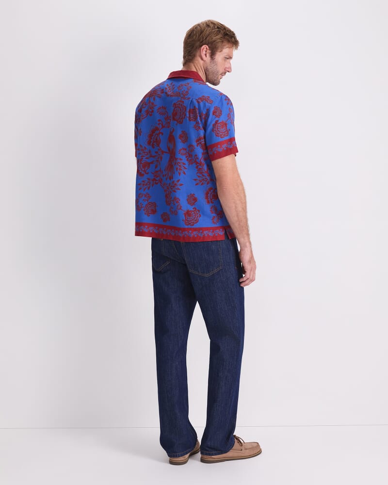 Mulga Short Sleeve Print Shirt in BLUE/RED