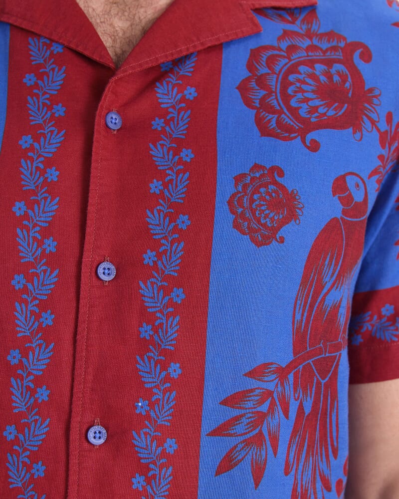 Mulga Short Sleeve Print Shirt in BLUE/RED