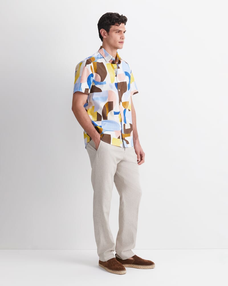 Blake Short Sleeve Print Shirt in YELLOW MULTI
