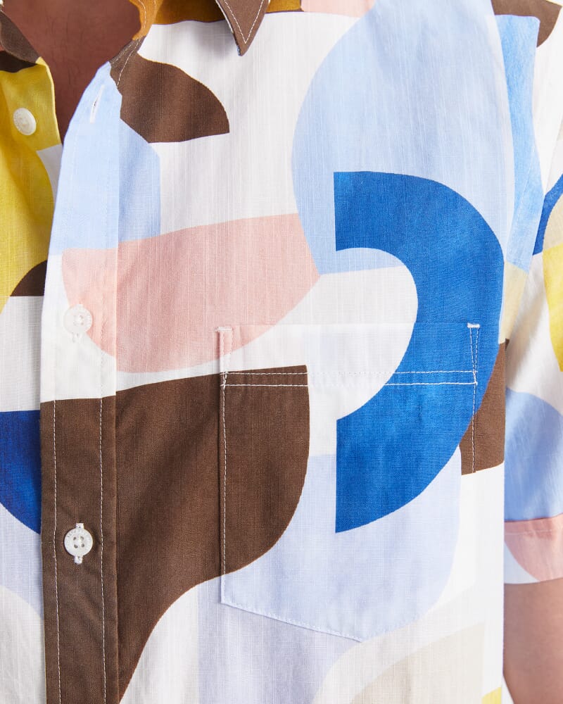 Blake Short Sleeve Print Shirt in YELLOW MULTI