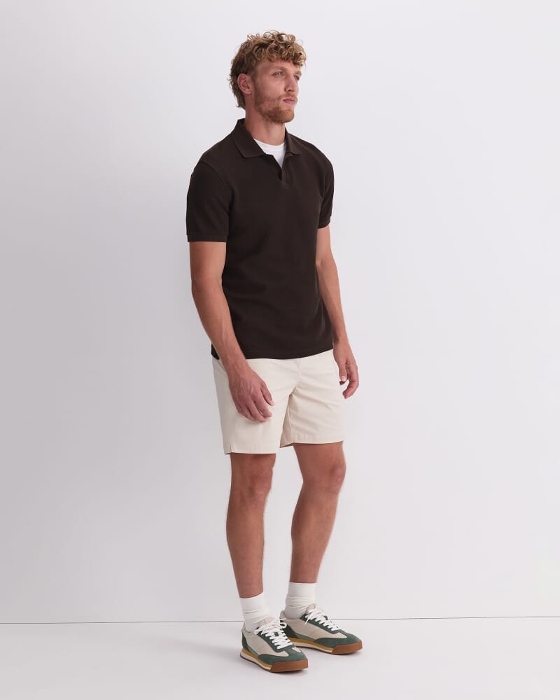 Archer Textured Polo in CHOCOLATE