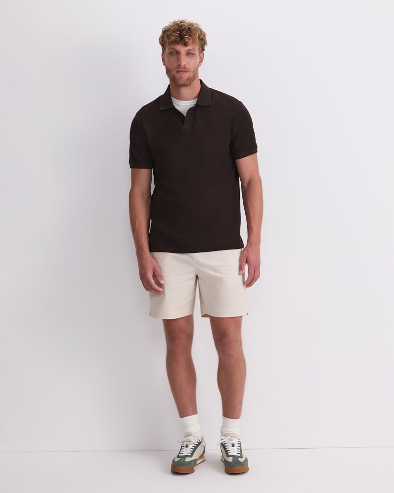 Archer Textured Polo in CHOCOLATE