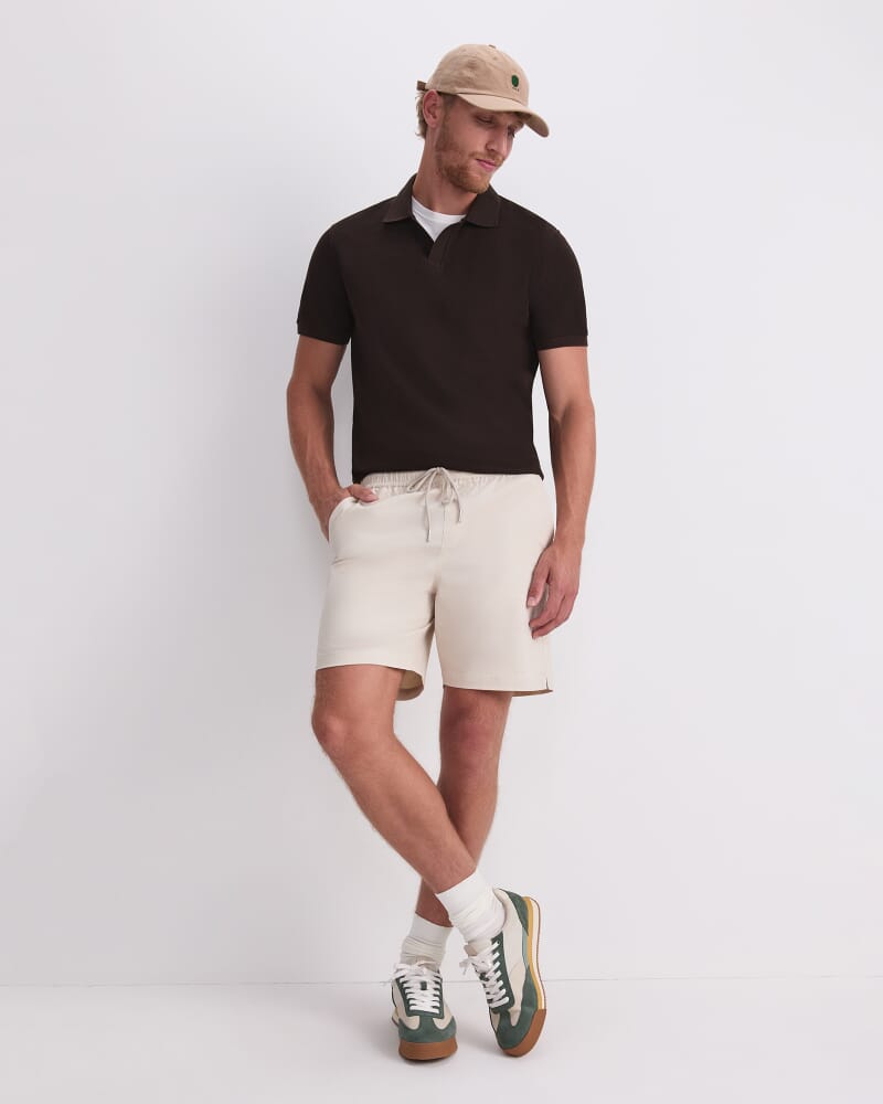 Archer Textured Polo in CHOCOLATE