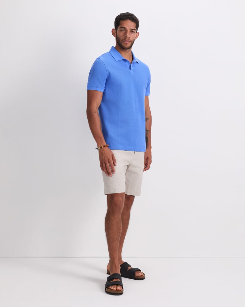 Archer Textured Polo in CORNFLOWER
