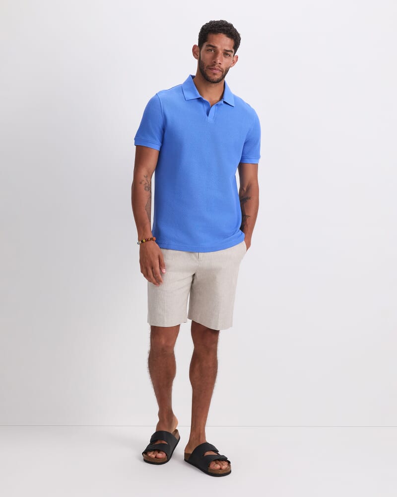 Archer Textured Polo in CORNFLOWER