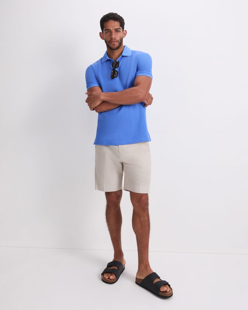 Archer Textured Polo in CORNFLOWER
