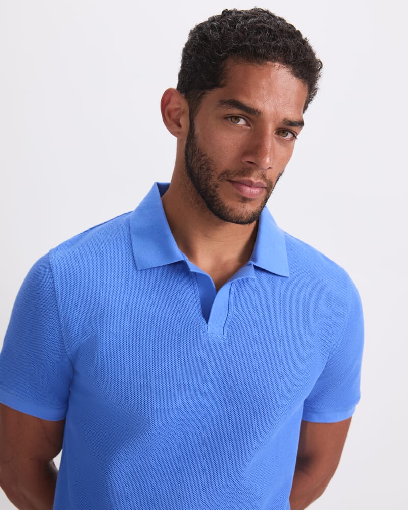 Archer Textured Polo in CORNFLOWER