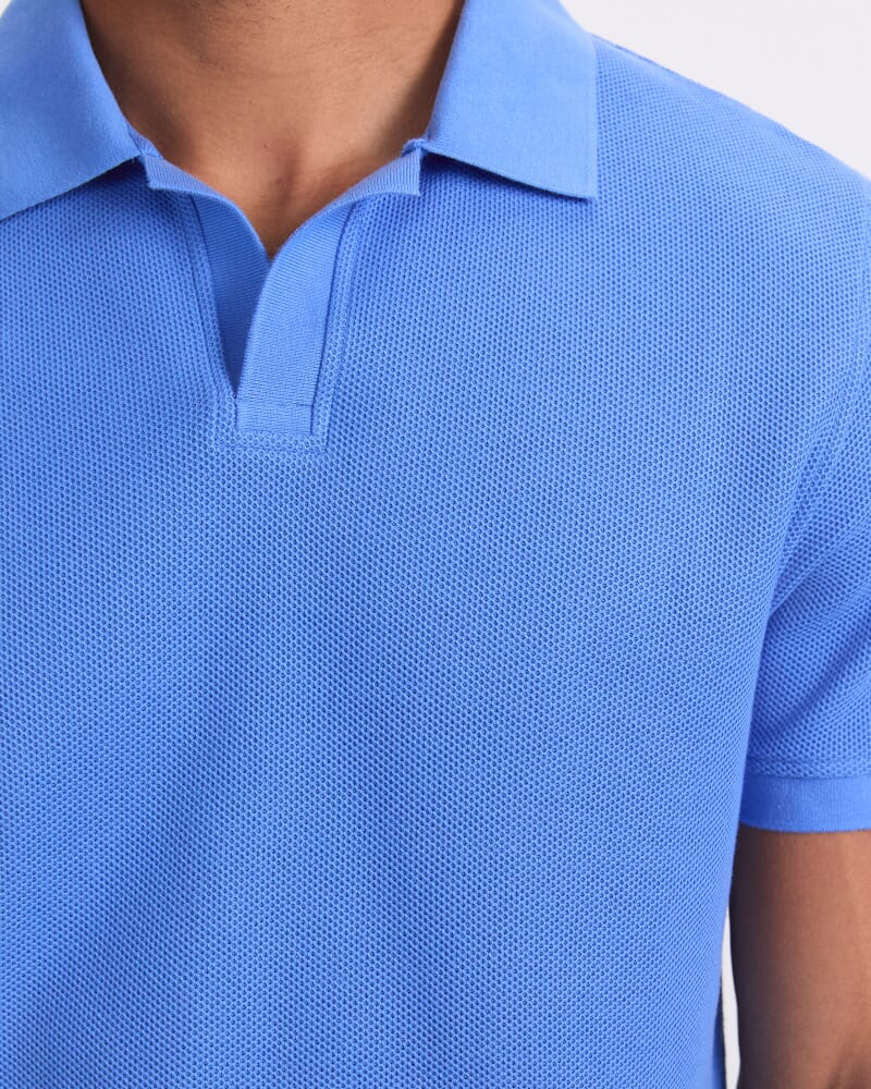 Archer Textured Polo in CORNFLOWER