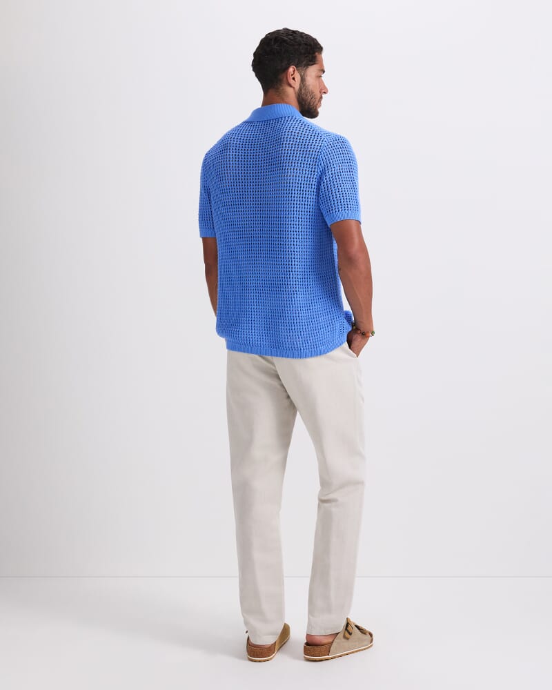 Kevin Cotton Crochet Shirt in CORNFLOWER
