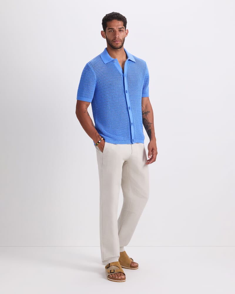 Kevin Cotton Crochet Shirt in CORNFLOWER