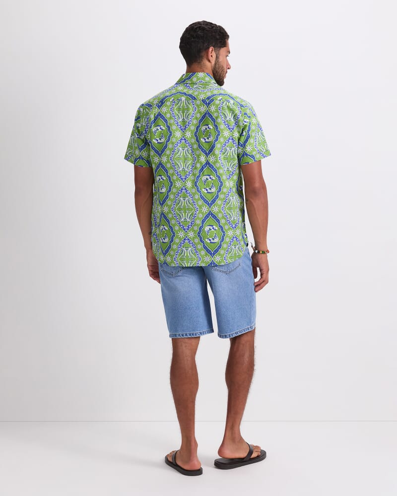 Bream Short Sleeve Print Shirt in GREEN MULTI
