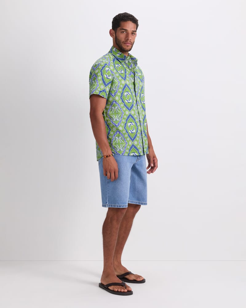 Bream Short Sleeve Print Shirt in GREEN MULTI