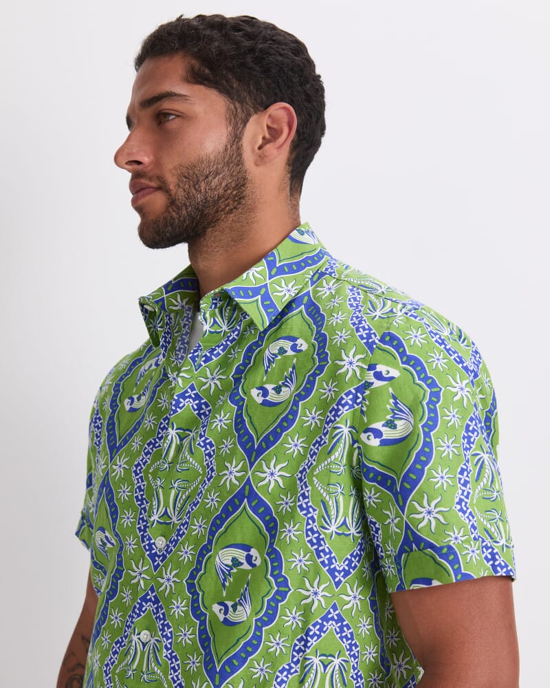 Bream Short Sleeve Print Shirt in GREEN MULTI