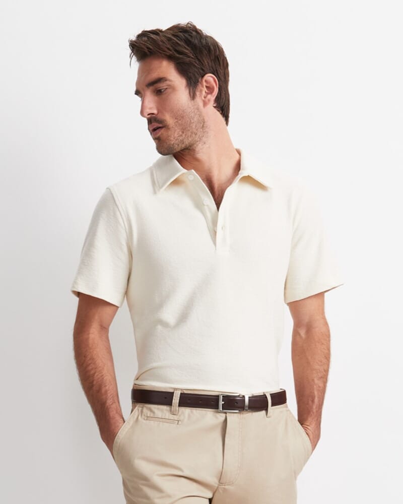 Crosby Textured Polo in MILK