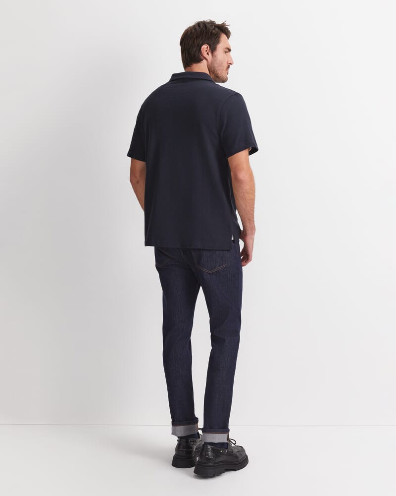 Crosby Textured Polo in NAVY