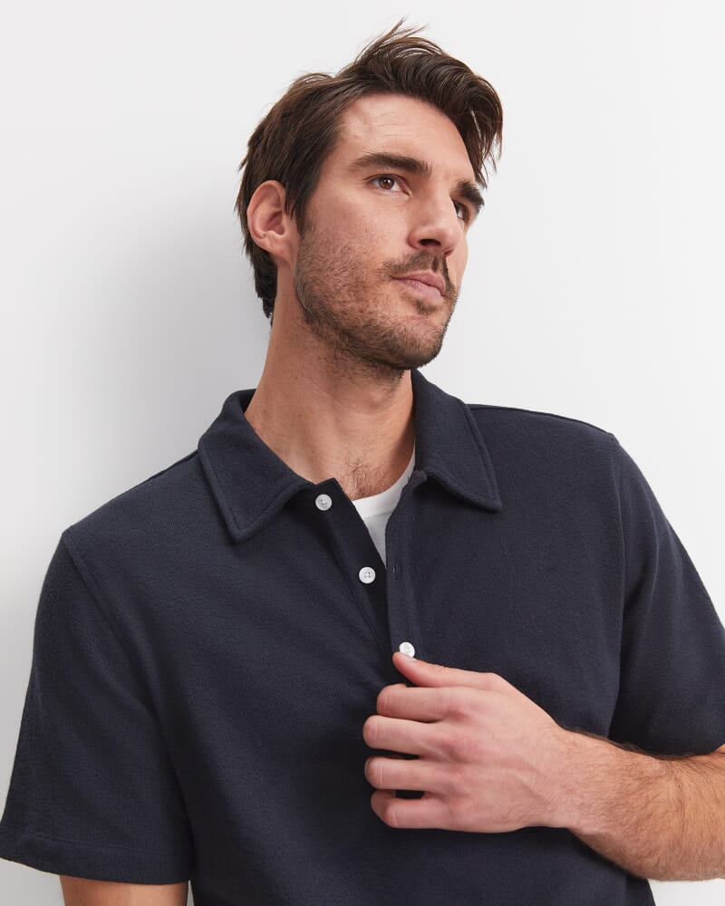 Crosby Textured Polo in NAVY