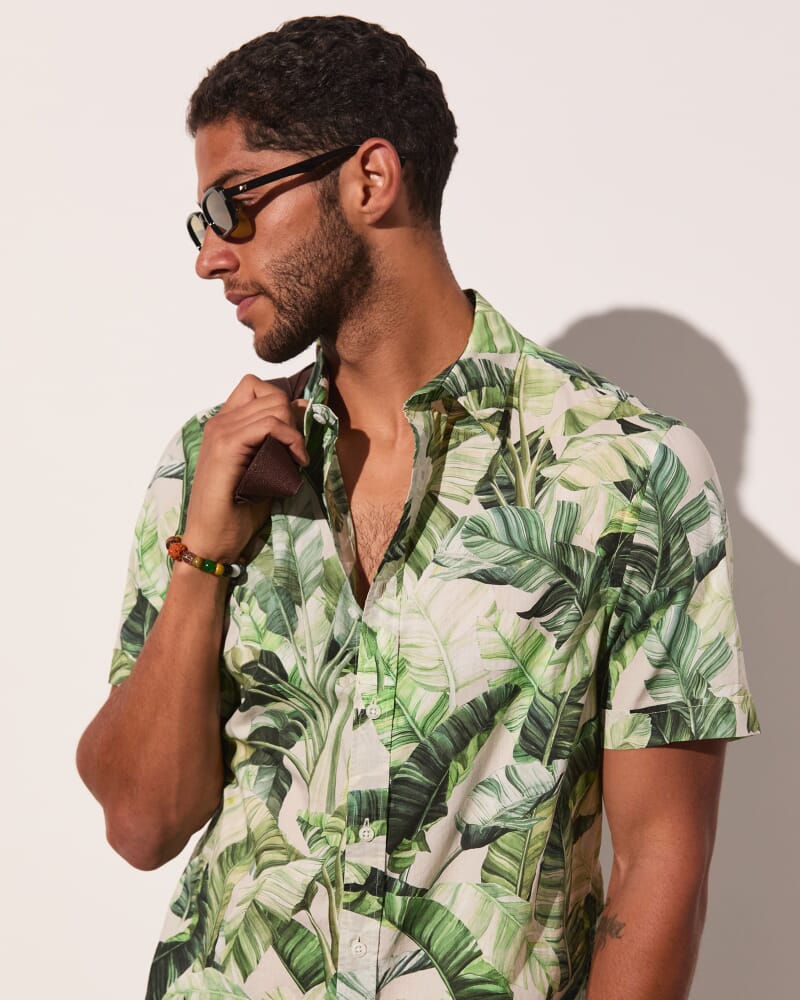 Kane Short Sleeve Print Shirt in GREEN MULTI