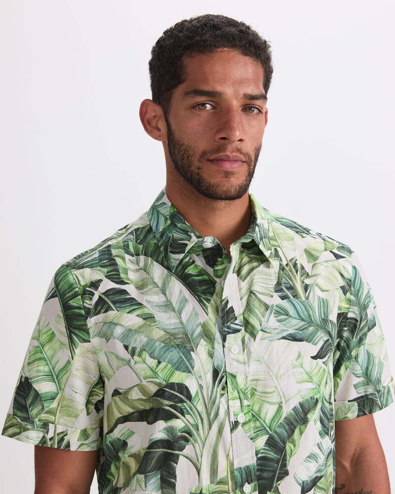 Kane Short Sleeve Print Shirt in GREEN MULTI